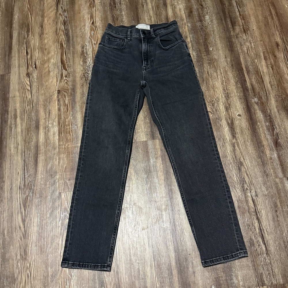 Everlane The Cheeky Jeans Women's 24 Cropped Black Button Fly slim Straight Fit